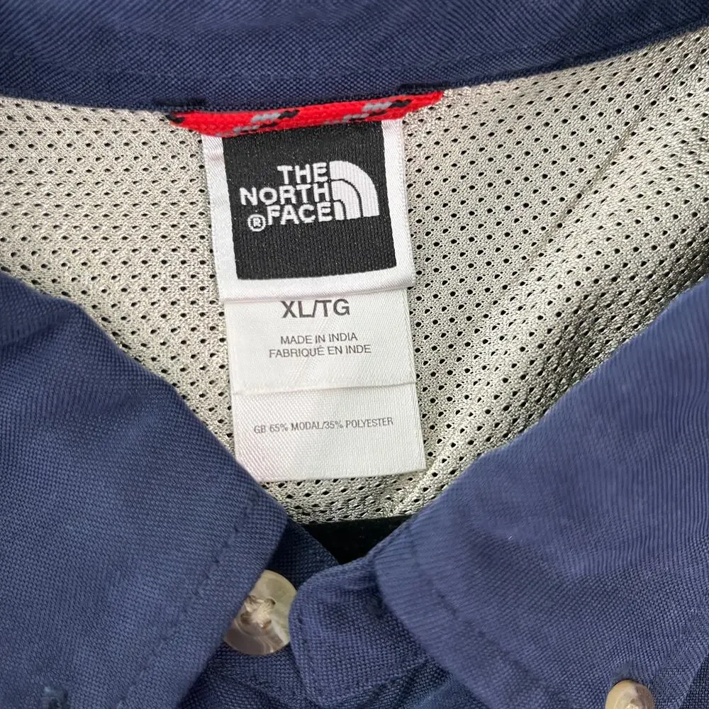 The North Face‎ Shirt Mens XL Navy Blue Button Down Long Sleeves Outdoor A412
